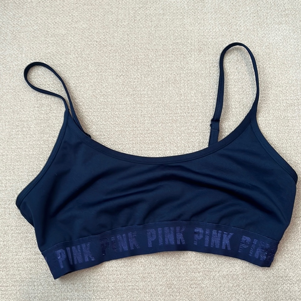 Victoria Secret Pink lightly lined sports bra navy blue
